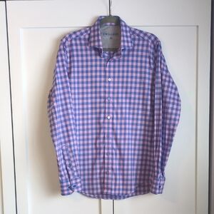 Twillory Men's Size 15.5 34/35 Blue Checkered Men's Performance Fabric Shirt